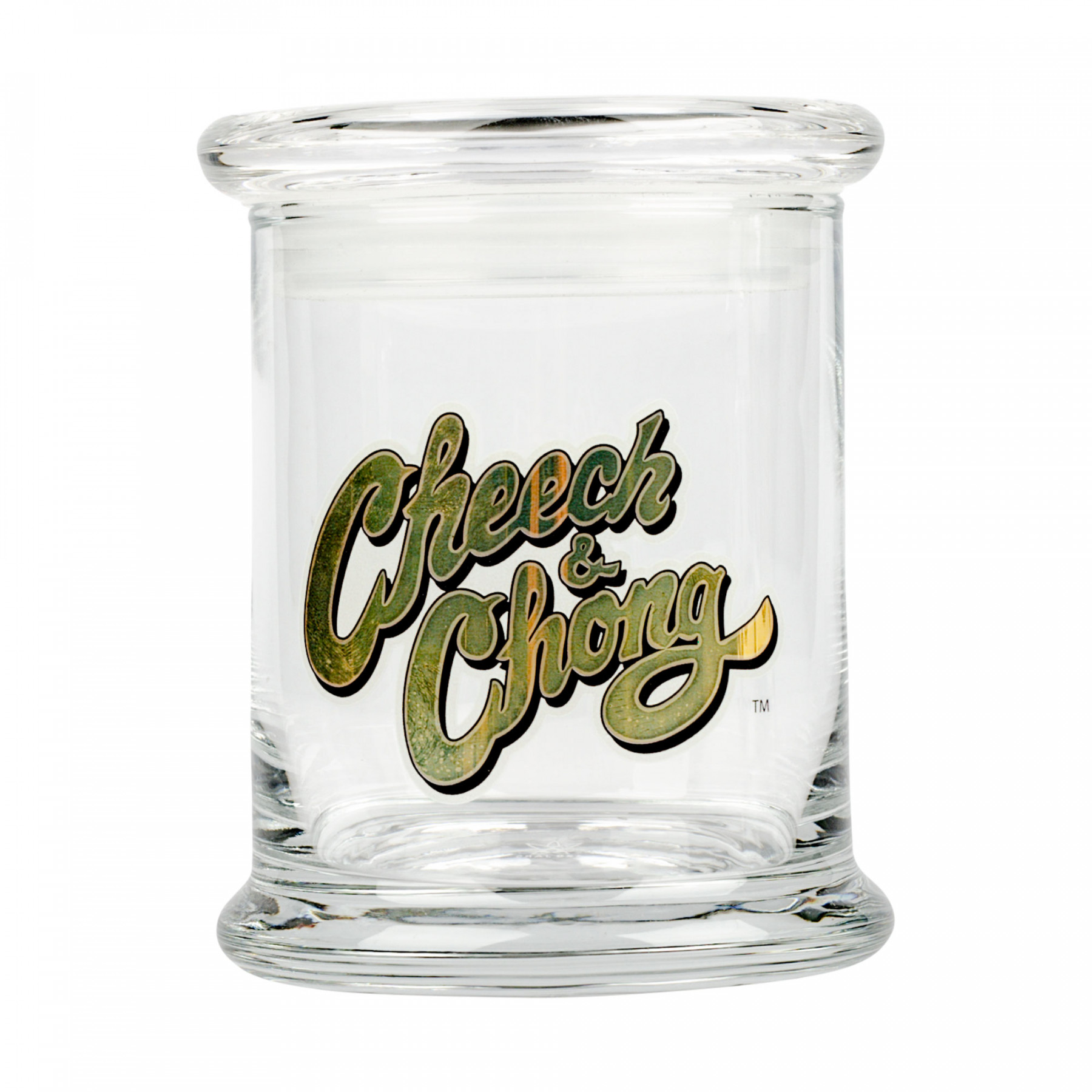 Cheech & Chong Glass Jar Gold Script Pop Top Jar - BC Smoke Shop