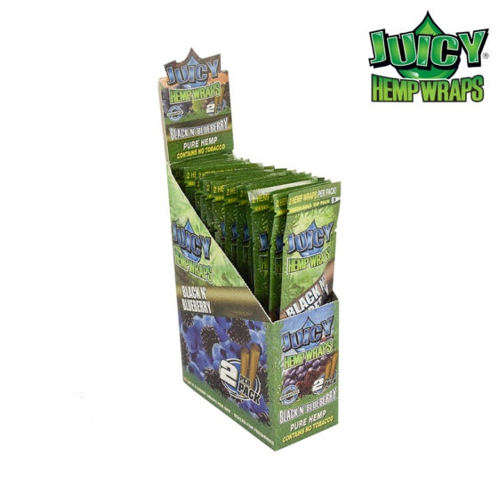 Juicy (Juicy Jays) Hemp Wraps - Box- 25 per Box x 2/pack, Black N' Blueberry