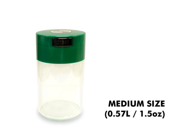 TightVac Medium Cases - Clear with Green Cap