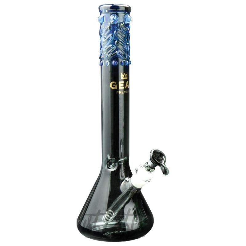 Gear Premium 14 Inch Tall Beaker Tube With Worked Top - Smoke