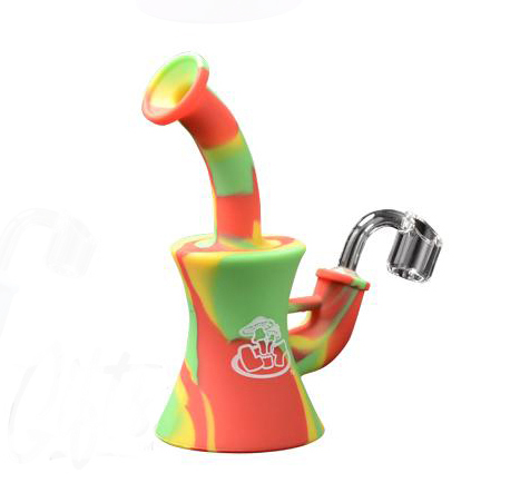 LIT Silicone Bubbler W/Quartz Banger - Rasta