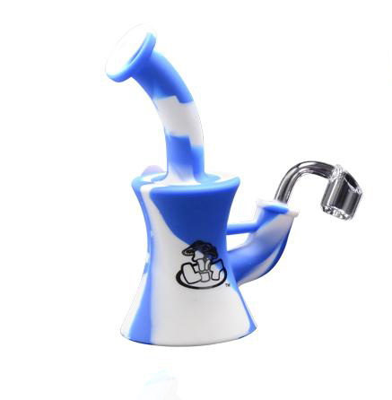 LIT Silicone Bubbler W/Quartz Banger - Blue & White